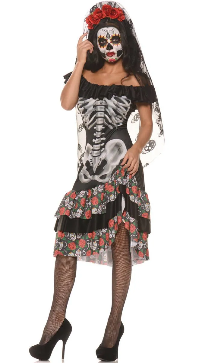 Day of the Dead Womens Mexican Fancy Dress Costume