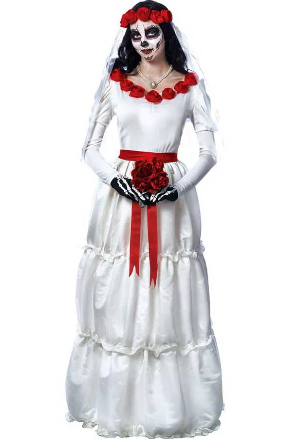 Day of the Dead Womens Sugar Skull Bride Costume