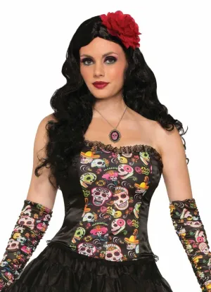 Day of the Dead Womens Sugar Skull Costume Corset Top