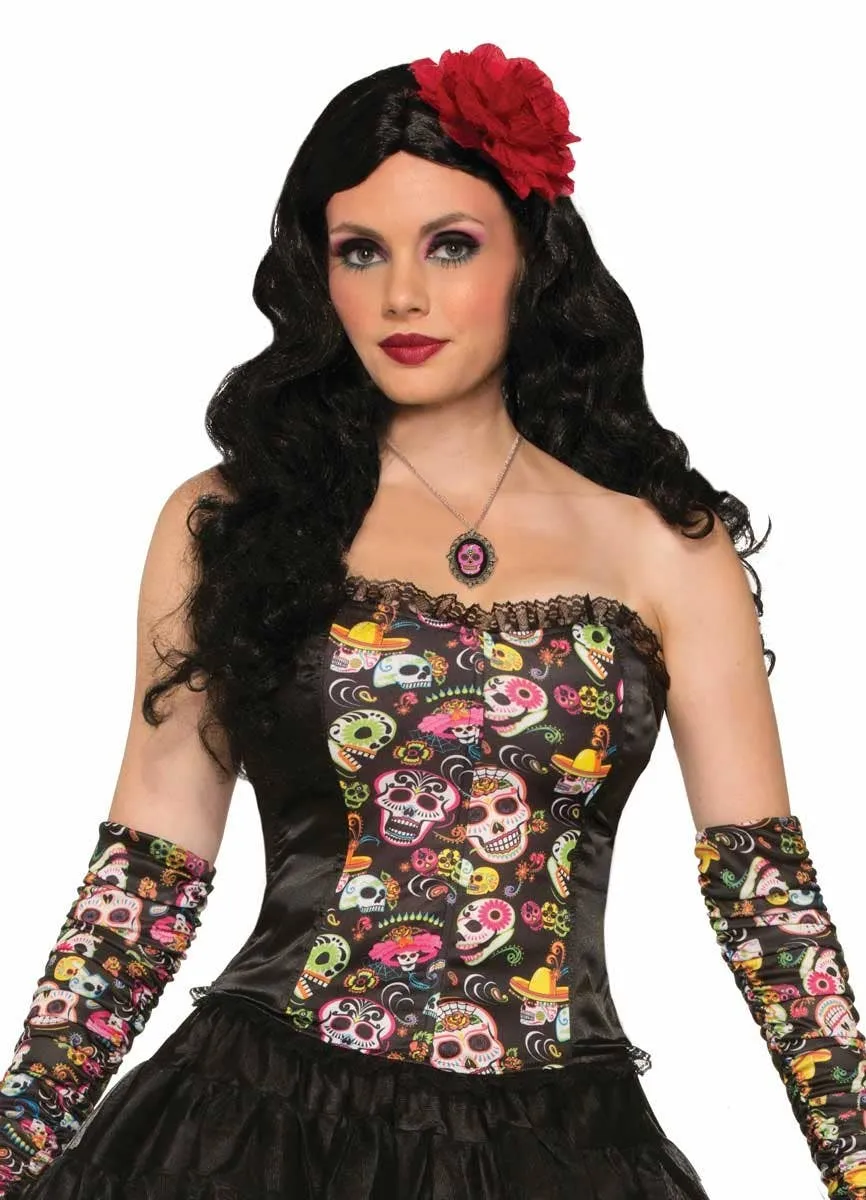 Day of the Dead Womens Sugar Skull Costume Corset Top