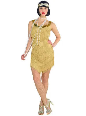 Dazzling Champagne Gold Flapper Womens Costume