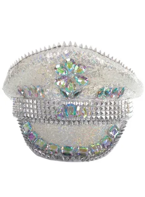 Dazzling Deluxe Silver Sequin Festival Hat with Jewels