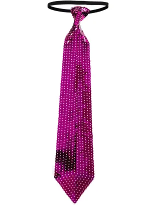Dazzling Fuchsia Pink Sequin Costume Neck Tie