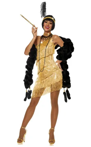 Dazzling Gold Womens 1920s Flapper Costume