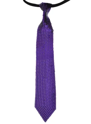 Dazzling Purple Sequin Neck Tie Costume Accessory