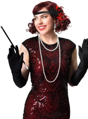 Dazzling Red Deluxe 5 Piece 1920s Gatsby Accessory Set