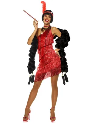 Dazzling Red Womens 1920s Flapper Dress Costume