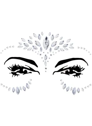 Dazzling Silver Crystal Diamante Stick On Face Jewels