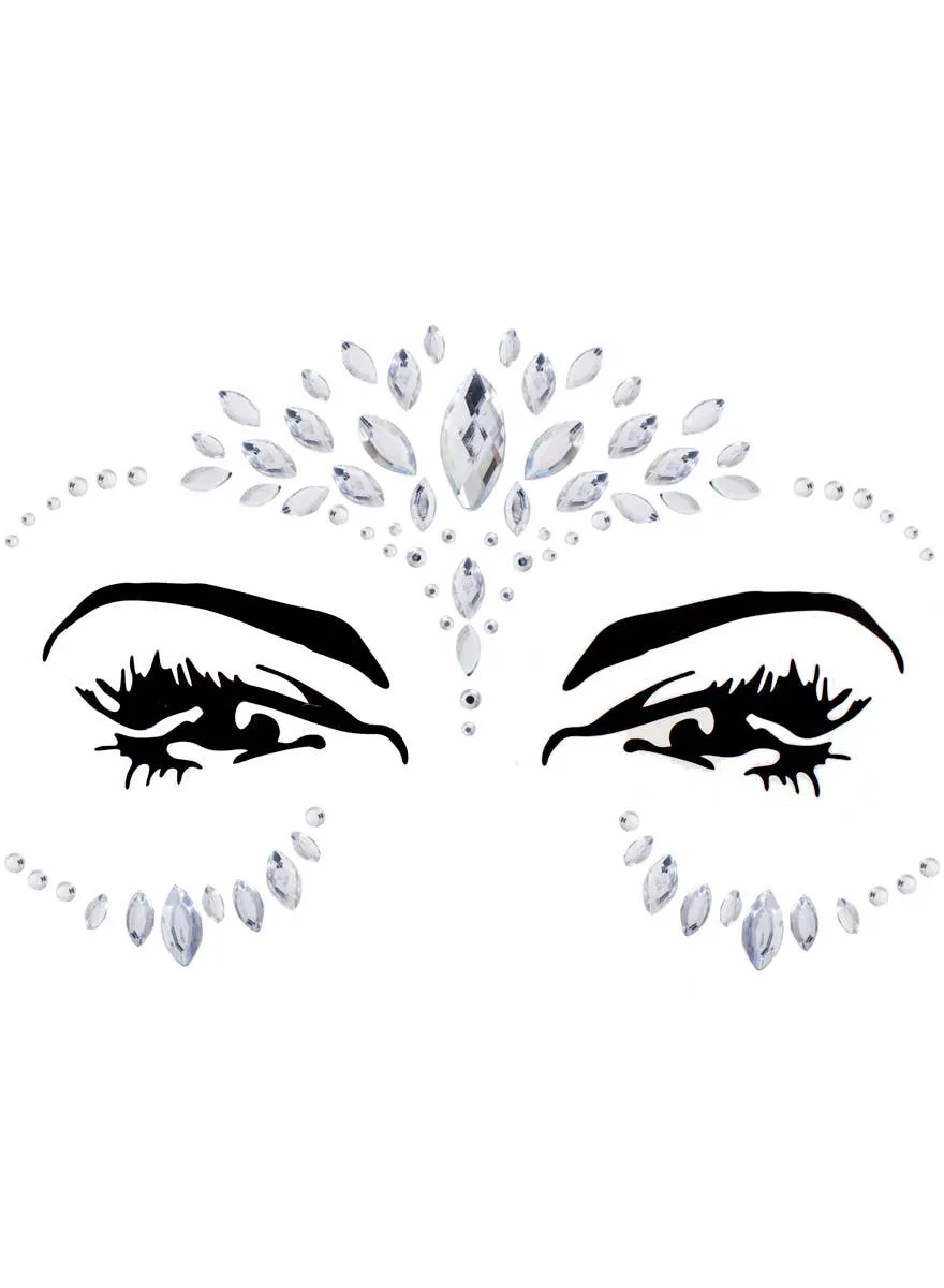 Dazzling Silver Crystal Diamante Stick On Face Jewels