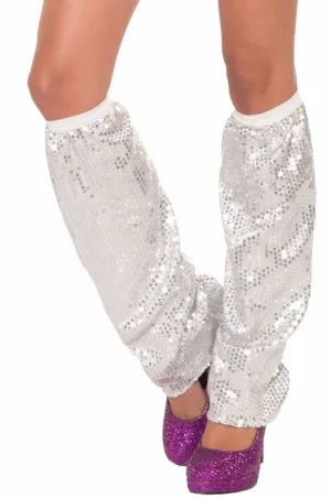 Dazzling Silver Sequin Adults Leg Warmers