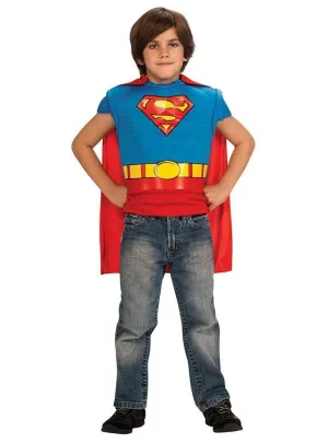 DC Comics Superman Boys Muscle Chest Costume Top with Cape
