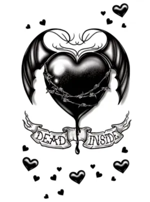 Dead Inside Gothic Heart Temporary Costume Tattoo