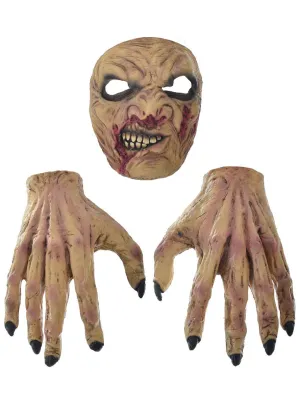 Decaying Zombie Mask and Hands Scary Halloween Set