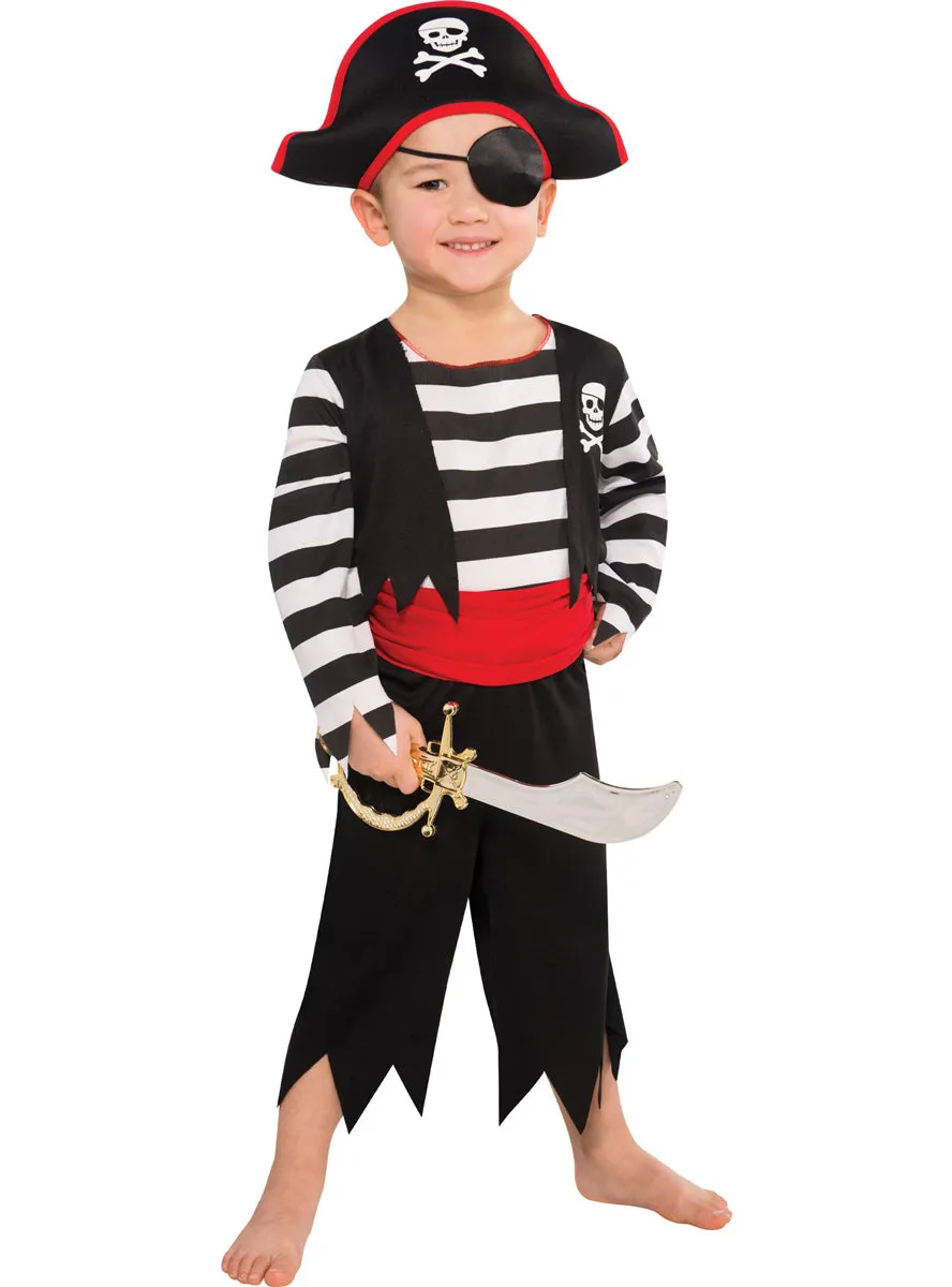 Deckhand Pirate Boys Black And White Striped Costume