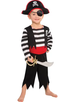 Deckhand Pirate Boys Black And White Striped Costume