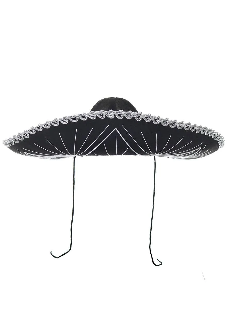 Decorated Black and White Sombrero Costume Hat