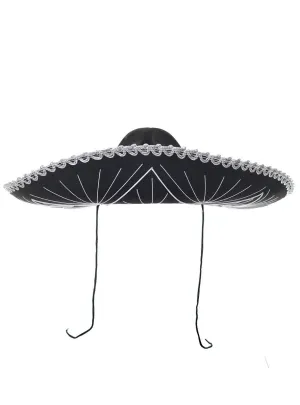 Decorated Black and White Sombrero Costume Hat