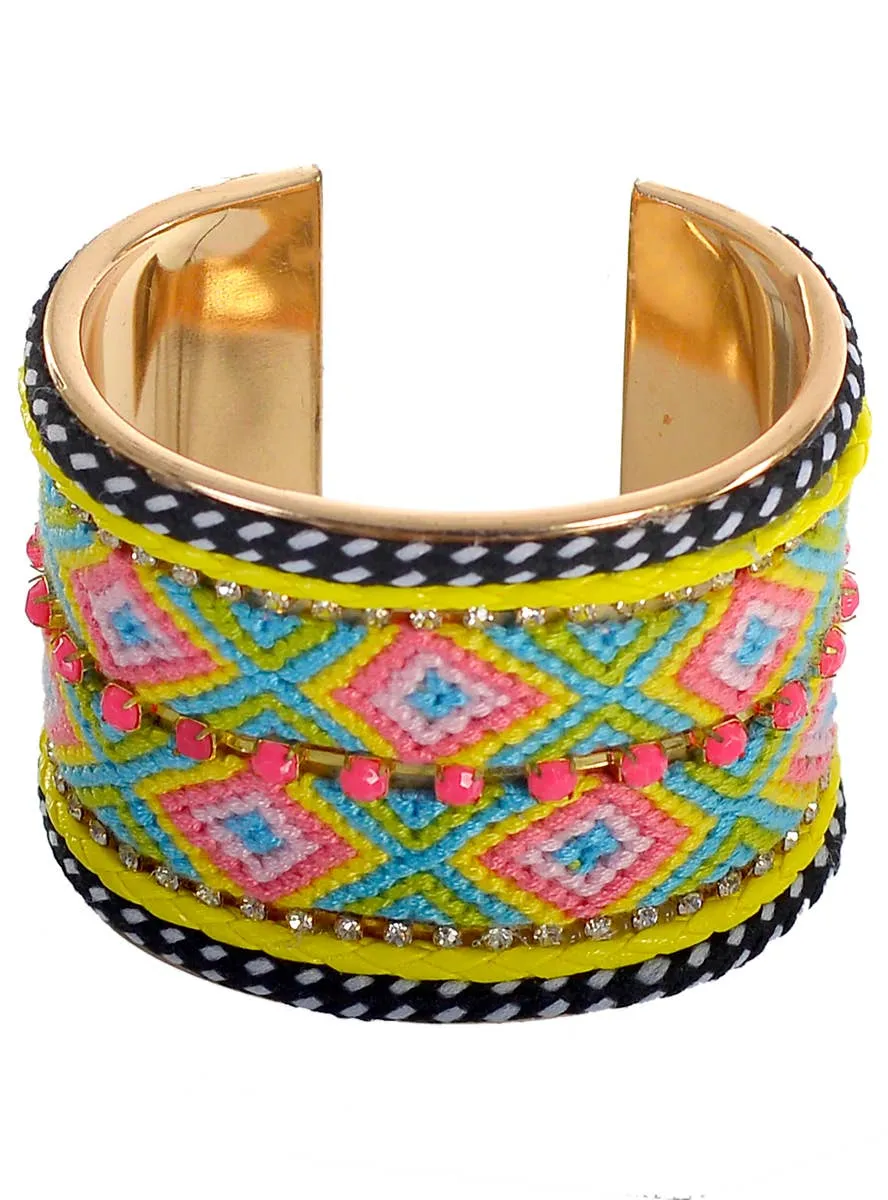 Decorative 1970s Boho Wrist Cuff Costume Bracelet