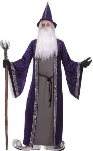 Deep Purple Velvet Mens Merlin Wizard Costume