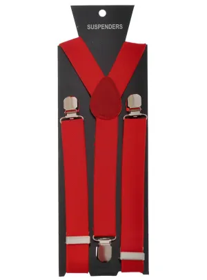 Deep Red Stretch Elastic Costume Suspenders