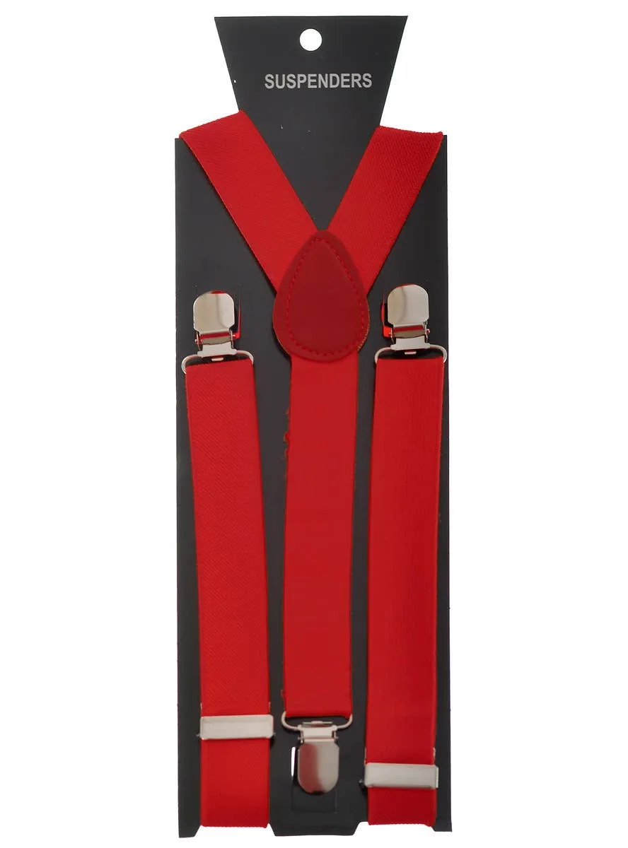 Deep Red Stretch Elastic Costume Suspenders