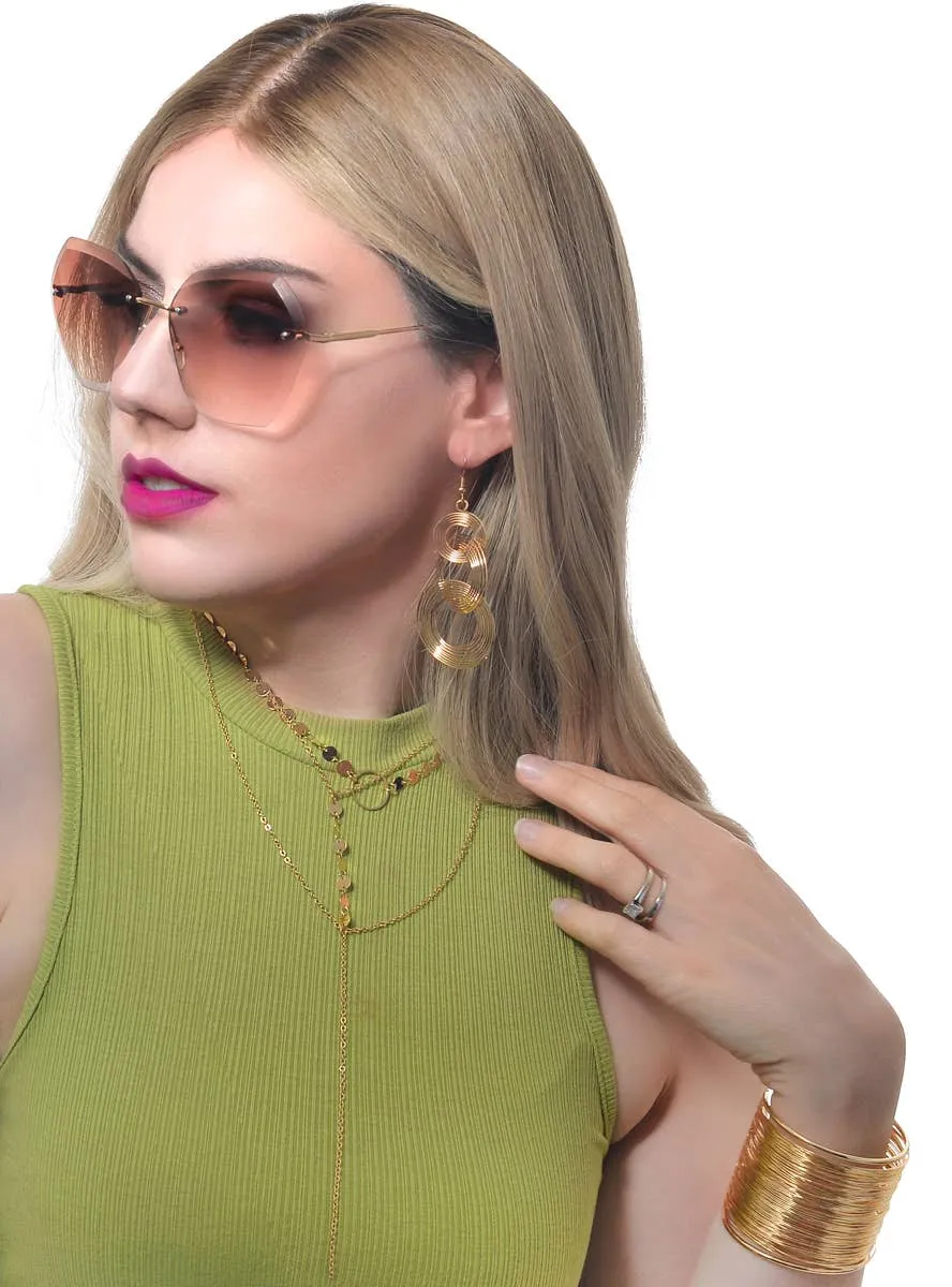 Delicate Gold 70s Earrings and Necklace Costume Jewellery Set