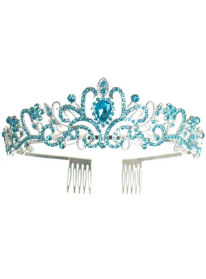Delicate Silver and Blue Rhinestone Party Tiara