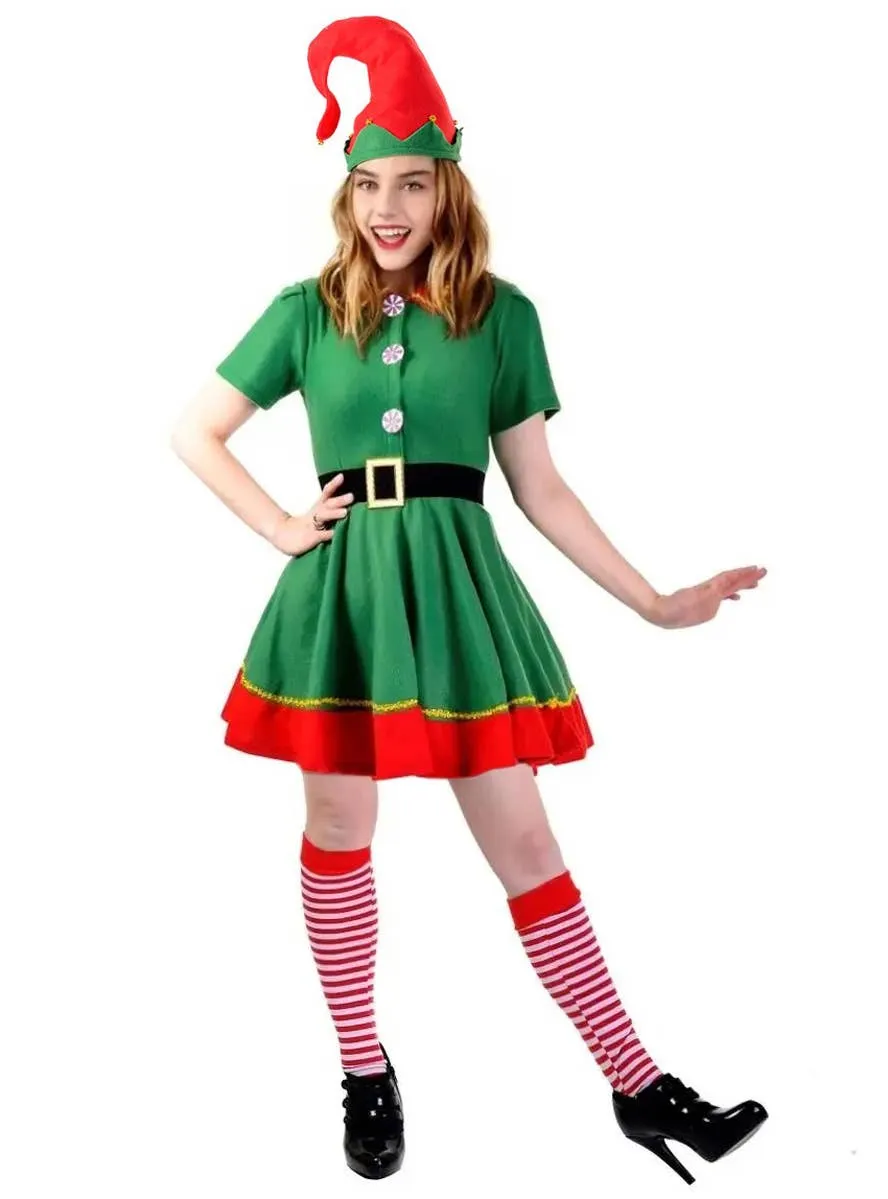 Delightful Christmas Elf Teen Girls Fancy Dress Costume