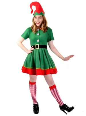 Delightful Christmas Elf Teen Girls Fancy Dress Costume