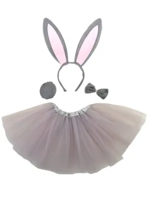 Delightful Grey Girls Easter Bunny Costume Tutu Set