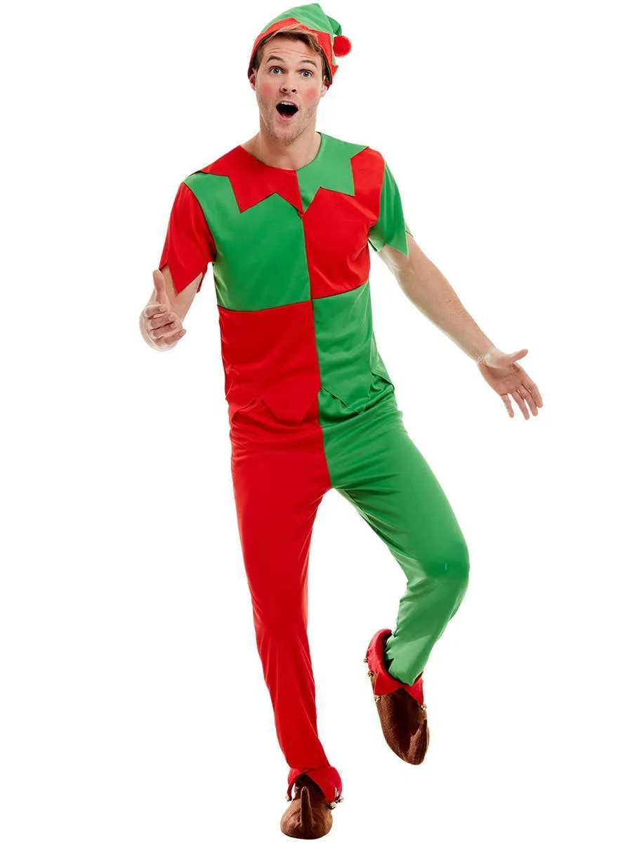 Delightful Red and Green Christmas Elf Adults Costume