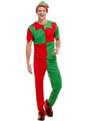 Delightful Red and Green Christmas Elf Adults Costume