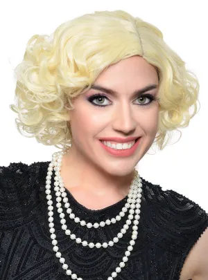 Deluxe 1920s Blonde Flapper Costume Wig with Skin Part