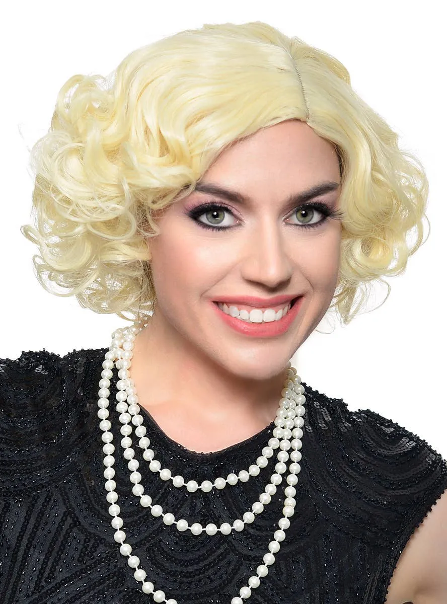 Deluxe 1920s Blonde Flapper Costume Wig with Skin Part