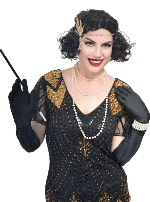 Deluxe 5 Piece Gold Rhinestone Gatsby Costume Accessory Kit