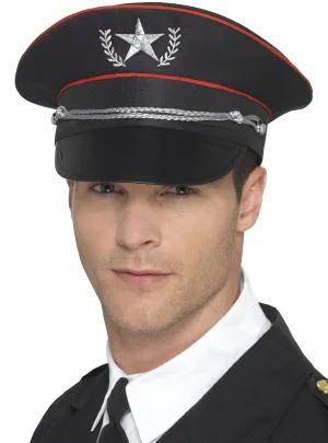 Deluxe Adults Black Military Costume Hat
