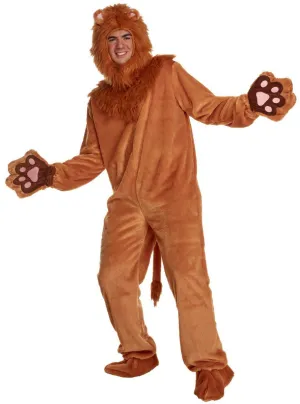 Deluxe Adults Plush Lion Costume with Fluffy Mane