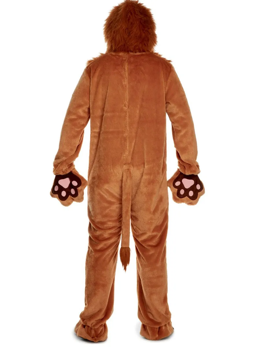 Deluxe Adults Plush Lion Costume with Fluffy Mane