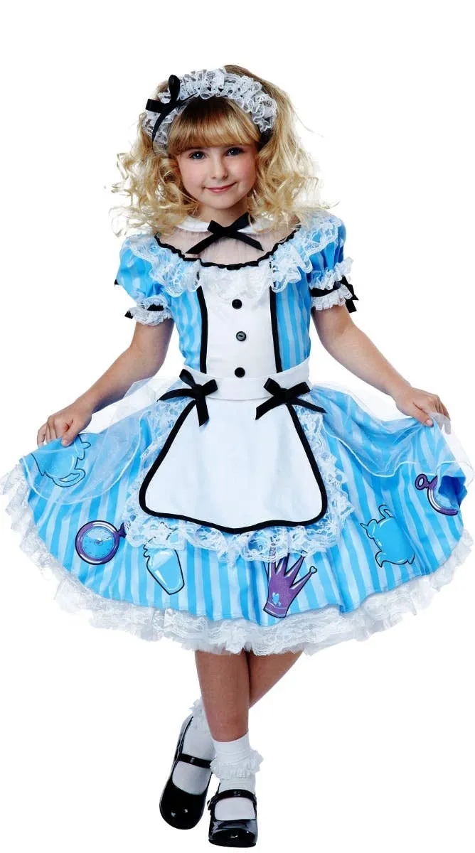Deluxe Alice in Wonderland Girls Costume