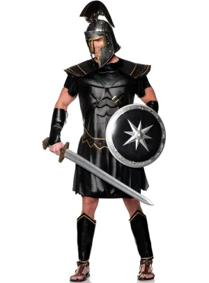 Deluxe Black and Gold Roman Gladiator Mens Costume