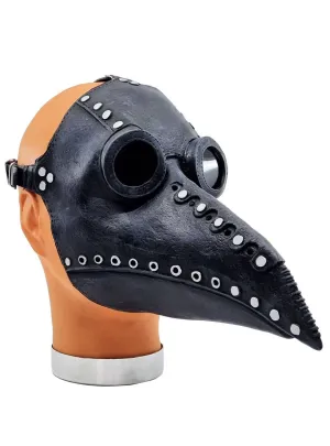 Deluxe Black Latex Plague Doctor Halloween Costume Mask