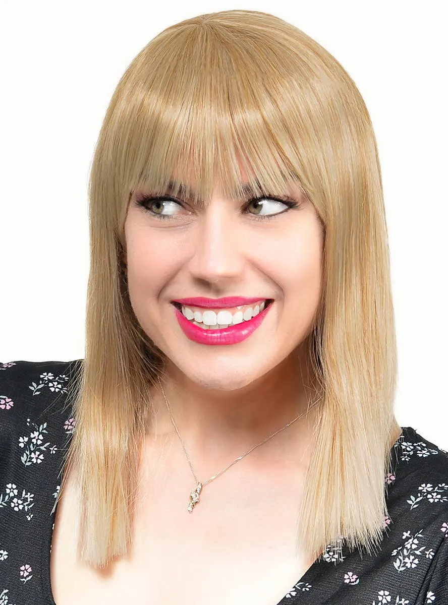 Deluxe Blonde Blunt Cut Womens Bob Costume Wig