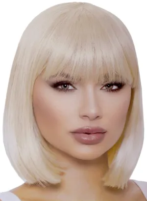 Deluxe Blonde Bob Womens Costume Wig with Bangs