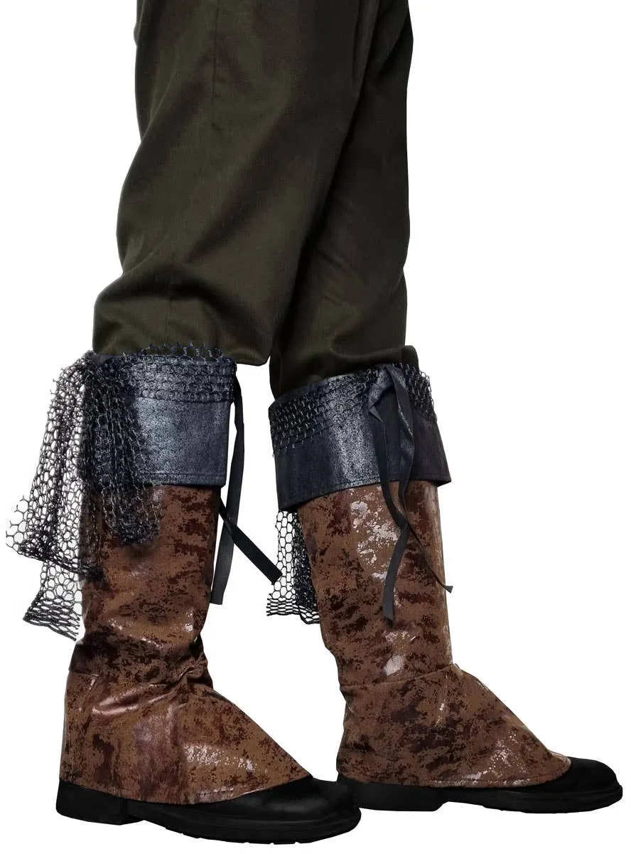 Deluxe Brown Faux Suede Pirate Boot Covers
