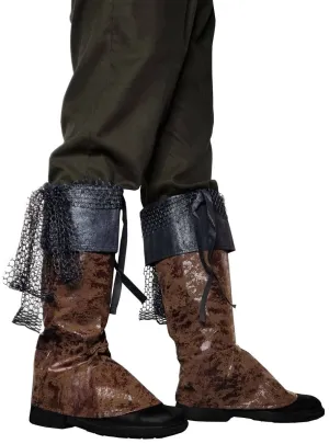 Deluxe Brown Faux Suede Pirate Boot Covers