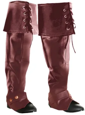 Deluxe Brown Leather Look Pirate Boot Covers