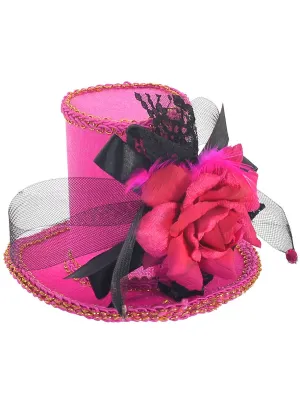 Deluxe Clip On Hot Pink Mini Top Hat Costume Accessory