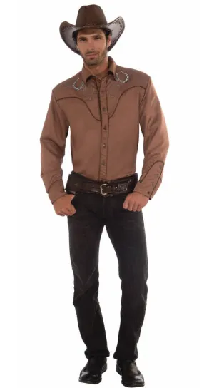 Deluxe Cowboy Mens Brown Western Costume Shirt