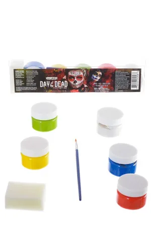 Deluxe Day Of The Dead 5 Colour Face And Body Paint Kit
