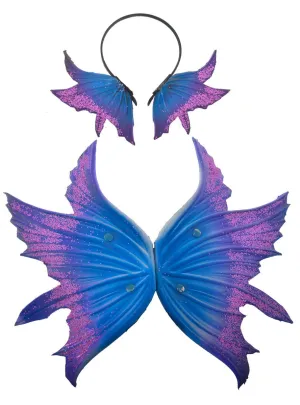 Deluxe Fairy Wings and Headpiece in Blue and Purple